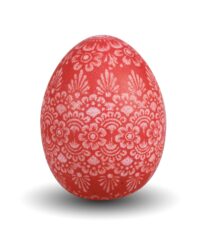 Jajko-trawione-kwasem-octowym--z-motywem-kwiatowo-roslinnym-tlo-czerwone.
